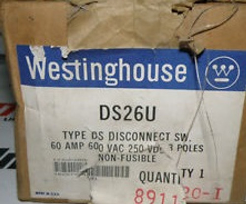 NEW Westinghouse DS26U 60 AMP 600VAC 250VDC 3 Poles NON Fusible