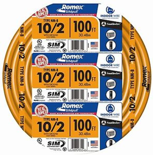 Southwire 28829023 Non-Metallic Building Wire, 10/2-Nmwg, 100