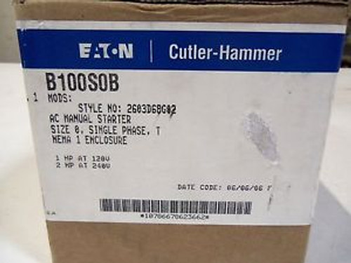 CUTLER-HAMMER AC MANUAL STARTER B100S0B NEW IN BOX