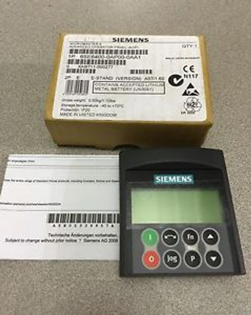 NEW IN BOX SIEMENS MICROMASTER 4 ADVANCED OPERATOR PANEL 6SE6400-0AP00-0AA1