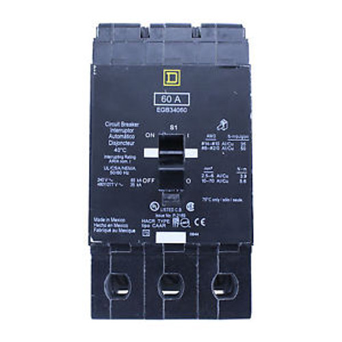 SQUARE D EGB34060 3 POLE 60 AMP 480Y/277V 35KA THERMAL MAGNETIC CIRCUIT BREAKER