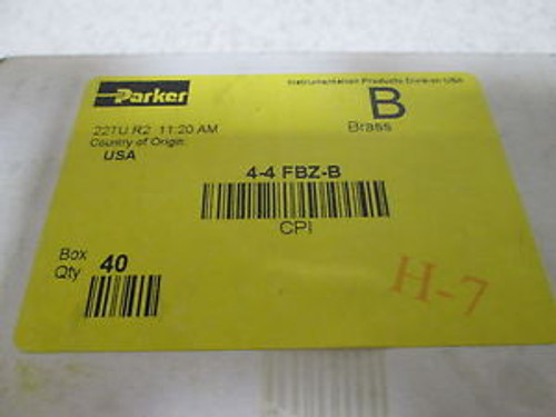 40 PARKER 4-4 FBZ-B CPI FITTING BRASS NEW IN A BOX