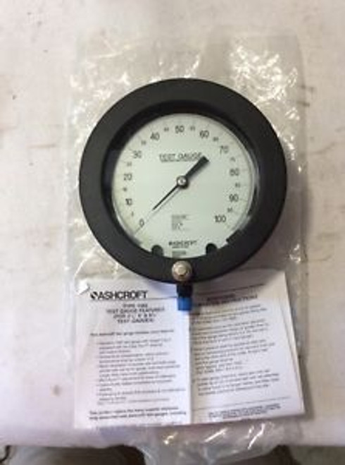 ASHCROFT 60-1082AS 02L 100 PSI, Pressure Gauge, Test, 6 In, 100 Psi