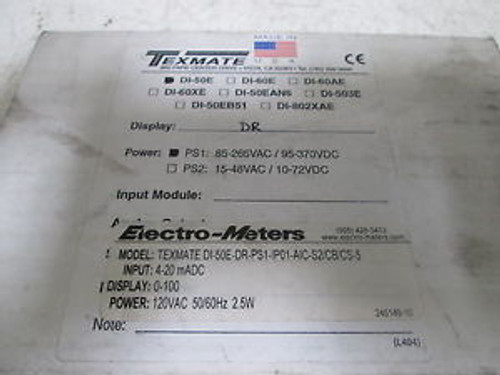 TEXMATE DI-50E DIGITAL METER DR-PSI-1P01-AIC-S2/CB/CS-5 NEW IN A BOX