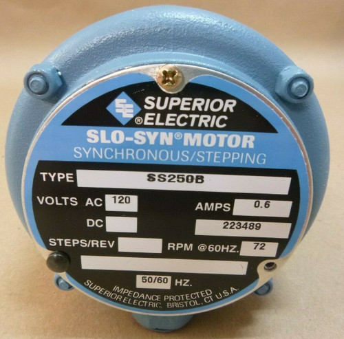 Superior Electric Ss250B 223489 Slo-Syn Synchronous Stepping Motor 120Vac 0.6A 72Rpm