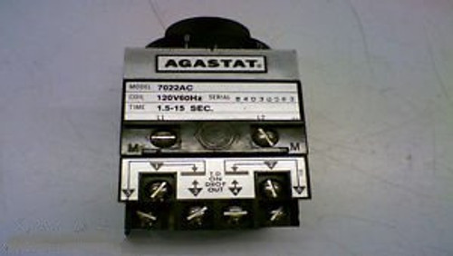 AGASTAT 7022AC SERIES 7000 TIMING RELAY COIL: 120V 60HZ TIME: 1.5-15, NEW