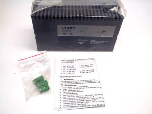 New Sola SFL12-24-100 Din Rail Power Supply 50/60Hz 115/230 VAC