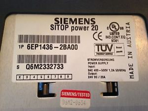 New-No Box, Siemens 6EP1436-2BA00 PS 400-500V, 1.2A 50/60 Hz, USA SELL