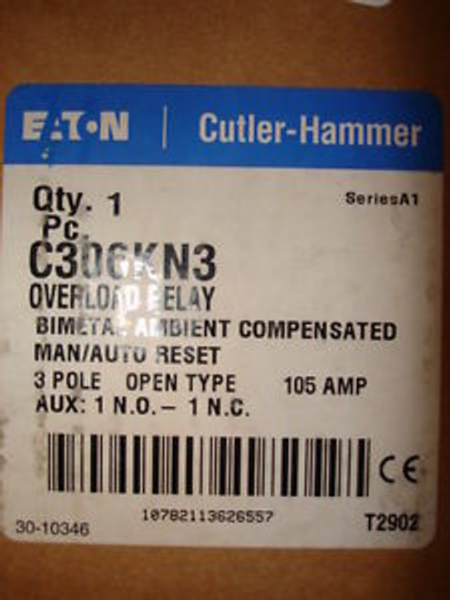 Eaton Cutler Hammer C306KN3 Overload Relay, unused surplus, New