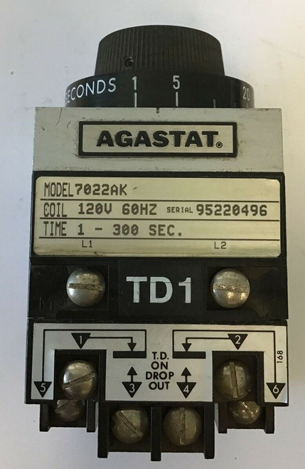 Agastat 7022Ak Timing Relay Coil 120 V 60 Hz Time 1-300 Sec.