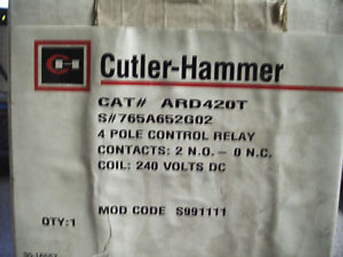 CUTLER-HAMMER ARD420T 4 POLE CONTACTOR 240VDC COIL  New