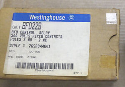 NEW WESTINGHOUSE BFD22S CONTROL RELAY 120V COIL 300VDC MODEL E