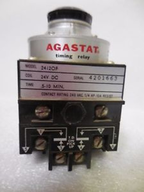 AGASTAT Timing Relay, Time: 0.5-10 Min., Coil: 24V DC, P/N 2412OF