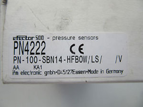 IFM PN4222 Efector 500 Pressure Sensor 0-100 Bar PN-100-SBN14-HFBOW/LS NEW