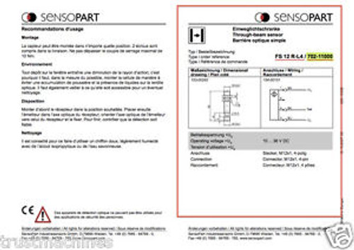 SensoPart M12 Through-beam sensor4meter Red PNP FS 12 R-L4 702-11000 Dubai