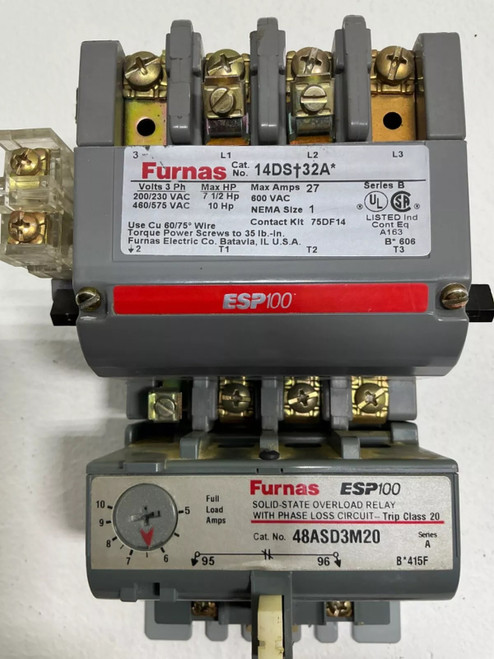Furnas - Size 1 - Starter  /   Siemens Esp100 Overload 9 - 18 Amp