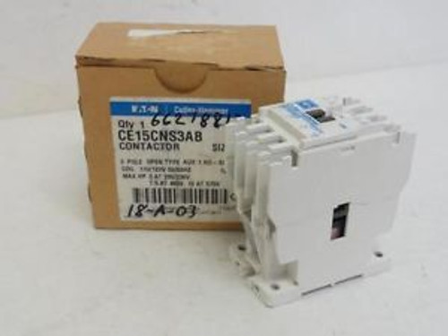 153081 New In Box, Eaton CE15CNS3AB Contactor, 12A, 3P, 600V, Coil: 120V@60Hz