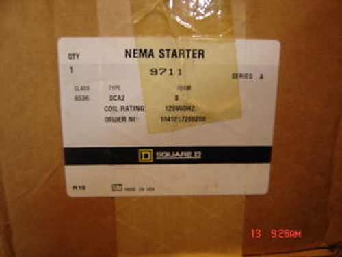 SQUARE D NEMA 9711 STARTER 8536SCA2 120V 60HZ MODEL 8536 SCA2