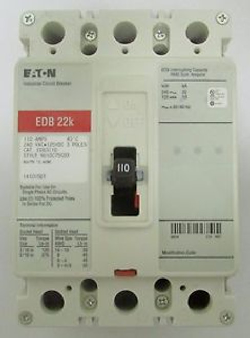 EATON CUTLER HAMMER EDB3110 3 Pole 110 Amp 240 V EDB Breaker