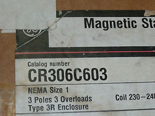 #1430  CR306C603 Magnetic Starter New New surplus 3R Never used SIZE 1 230 coil