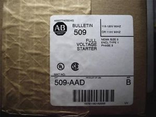 NEW ALLEN-BRADLEY 509-AAD /B SER. B FULL VOLTAGE STARTER 3PH 110-120VAC 50/60Hz