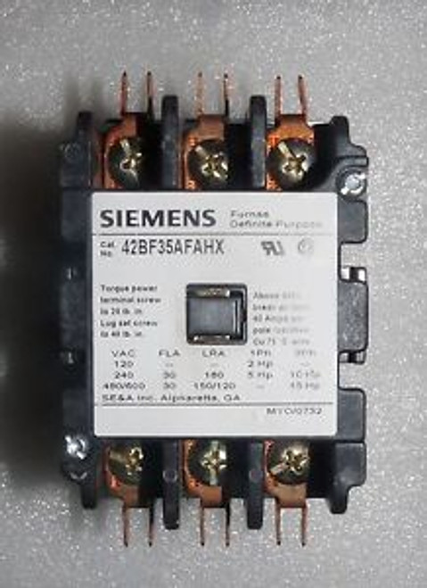 NEW SIEMENS 42BF35AFAHX CONTACTOR 3 POLE 120 VAC FURNAS DEFINITE PURPOSE