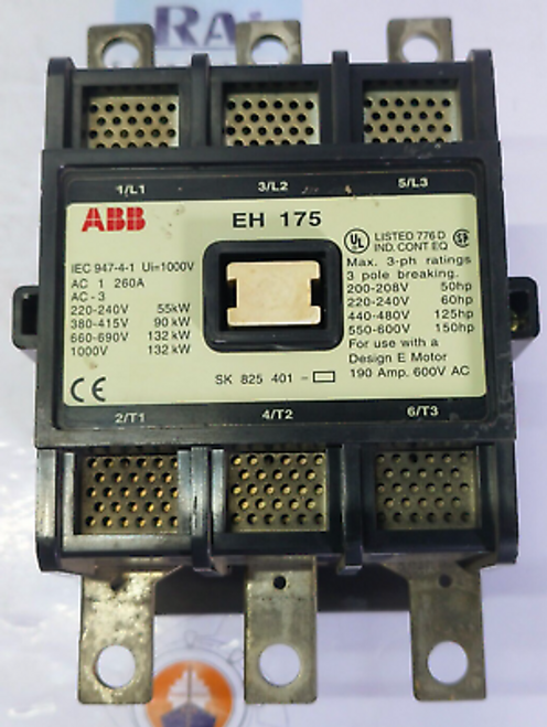 Abb Eh 175 Eh-175 3 Pole 190 Amp @ 600Vac Coil 24Vac Auxiliary Contact Eh175