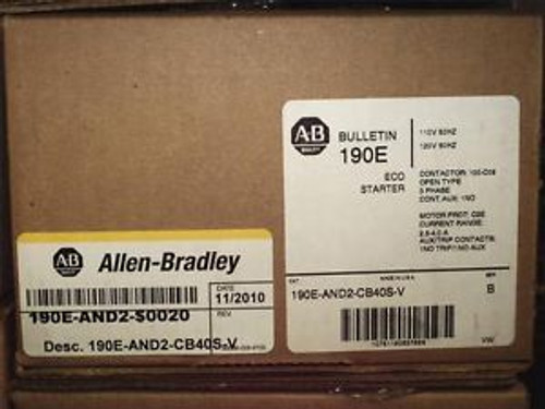 NEW ALLEN-BRADLEY 190E-AND2-CB40S-V NON-ENCLOSED ECO STARTER 2.5-4A QUANTITY