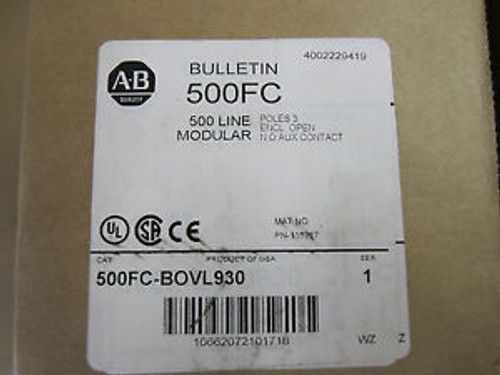 NEW 500FC-BOVL930 ALLEN BRADLEY CONTACTOR ASSEMBLY