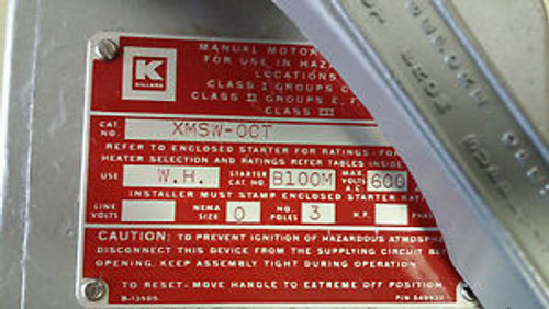 KILLARK XMSW-0CT NEW NO BOX EXPL PROOF MANUAL MOTOR STARTER SEE PICS #A52