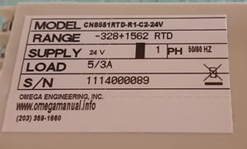 Omega Temp Controller Model: CN8551RTD-R1-C2-24V