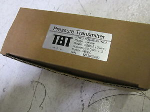 TBT PT002-BGCADASIN0A PRESSURE TRANSMITTER 0-4 BAR 24VDC NEW IN A BOX