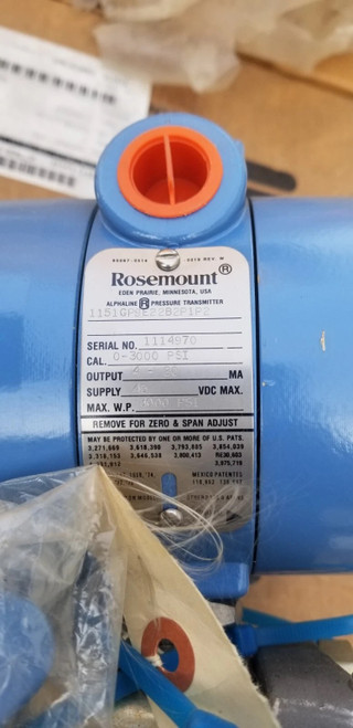 Rosemount Pressure Transmitter 1151Gp9E22B2  3000 Psig Max Pressure Working