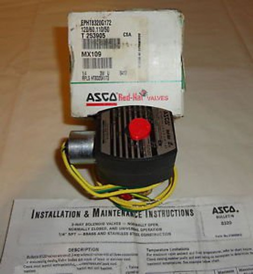 Asco EFHT8320G172 Electric Solenoid Valve 120VAC 1/4 NPT 3-Way HT8320A173 NEW