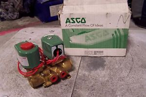 NEW ASCO 8344B46 DUAL BRASS SOLENOID VALVE 1/4 PORTS 120 VAC COIL 10.5 WATT