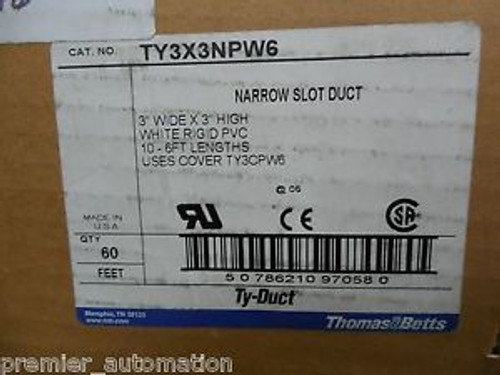 THOMAS & BETTS, TY2X4NPW6, NARROW SLOT WHITE DUCT, 2W x 4H, 6 LENGTH 10/BX