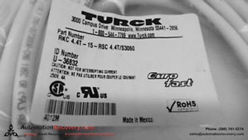 Turck Rkc 4.4T-15-Rsc 4.4T/S3060 Eurofast 5Pole M/F St/St 15M, New