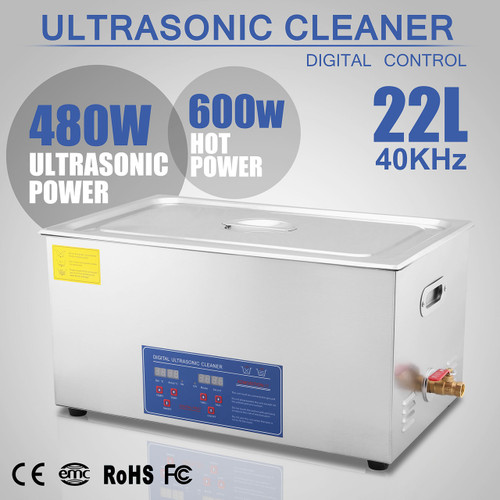 ULTRASONIC CLEANER 22L HEATER W/ TIMER JEWELRY CLEANING INDUSTRY HEATED