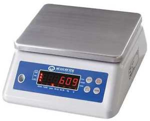 MEASURETEK 12R992 Washdown Scale,SS Pltfrm,15kg/33 lb. Cap