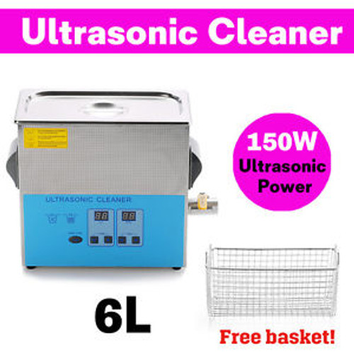 6L Digital Heater Ultrasonic Cleaner Machine Stainless Steel for Dental Lab USA