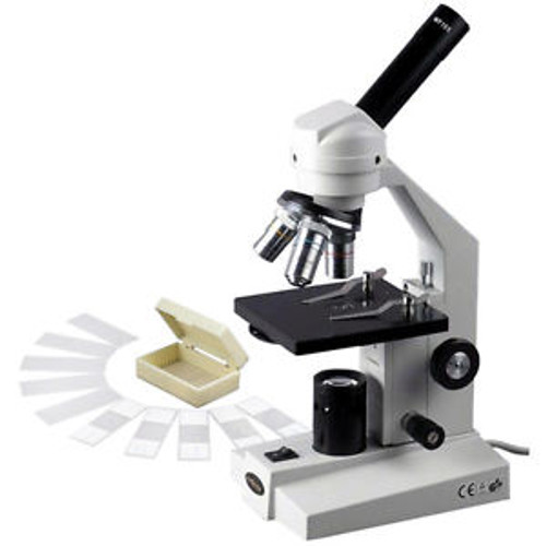 AmScope M200-MS10 High Power Compound Microscope for Students + Slide Kit