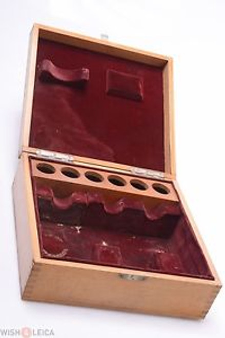 ZEISS, LEITZ 21X22X8CM WOODEN ACCESSORY BOX EYEPIECE, LENS STORAGE MICROSCOPE