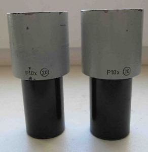 Pair Carl Zeiss Jena eyepiece P 10x (20) microscope Technival Citoval