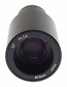 NIKON MICROSCOPE EYEPIECE CF PL5x BLACK LENS USED BARGAIN CLEAN COATINGS