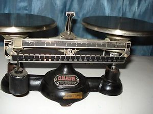 ANTIQUE OHAUS DOUBLE BEAM KILO SCALE NEWARK NJ. SCALE WORKS CAST IRON