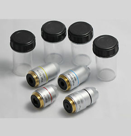 New DIN Plan Achromatic Microscope Objective Lens Sets 4X 10X 40X 100X