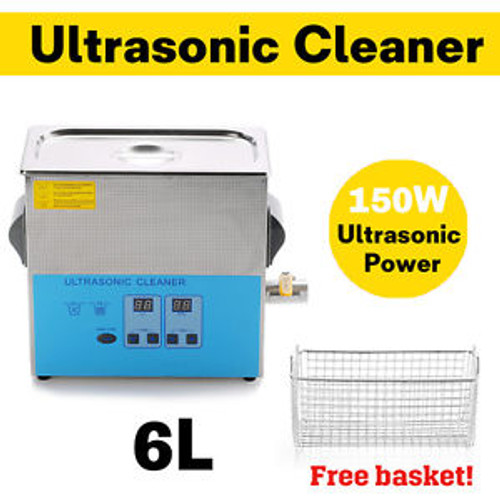 6L Dental lab Ultrasonic Cleaner machine heater +Timer+Stainless Steel Basket US