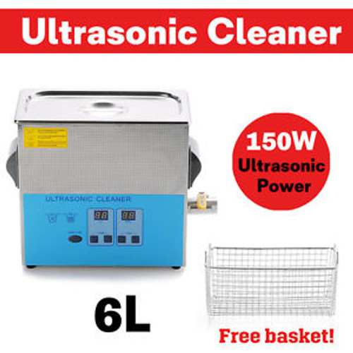 Stainless Steel 6L Liter Industry Heated Ultrasonic Cleaner Heater with Timer fs