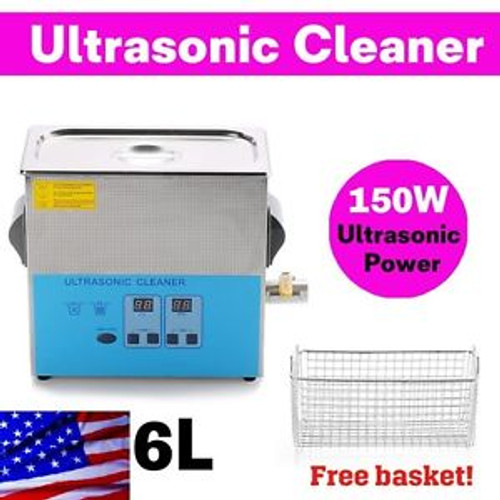 6L Digital Ultrasonic Cleaner Dental Cleaning Stainless Steel machine+Basket USA