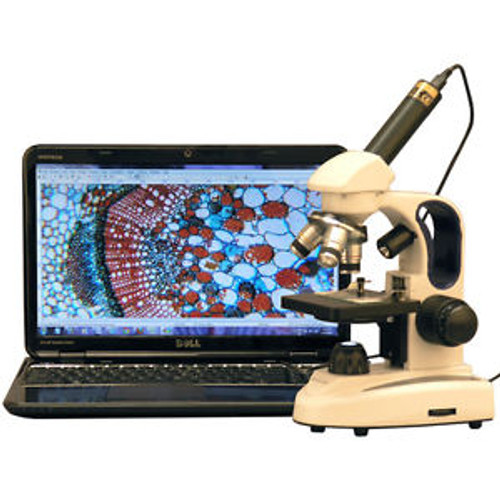 40X-1000X Cordless LED Top & Bottom Lights Compound Microscope + 1.3MP Camera